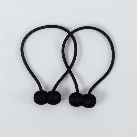 Juego de 2 abrazaderas magnéticas para cortinas: cuerda trenzada negra con imán potente para dormitorio, sala de estar y oficina.