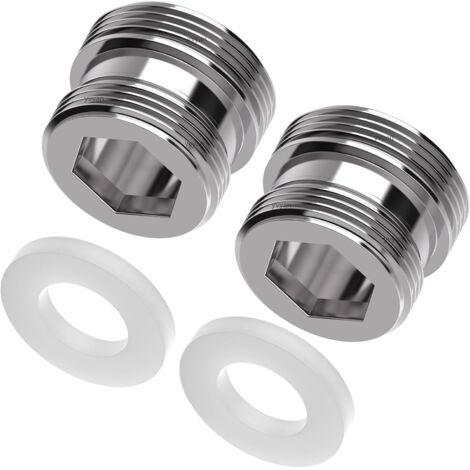 Juego de 2 adaptadores de grifo M20 a M22 - Adaptador roscado para roscas externas M20 y M22 - Adecuado para grifos de cocina, ahorradores de agua, purificadores de agua y conexiones de manguera