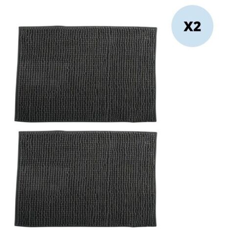 Juego de 2 alfombras de baño CHENILLE Microfibra 50x80cm Gris oscuro MSV