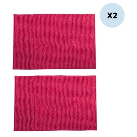 Juego de 2 alfombras de baño de CHENILLA microfibra 40x60cm Rosa Fucsia MSV