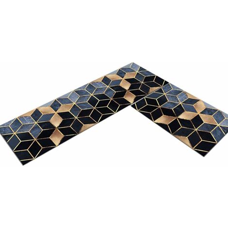 Juego de 2 alfombras de cocina antideslizantes 40 60 CM + 40 120 CM, patrón de mosaico, tapete absorbente moderno para el frente del fregadero, tapete decorativo para el piso para el pasillo de la c