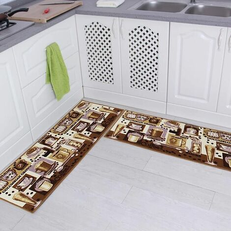 Juego de 2 alfombrillas de cocina antideslizantes con respaldo de goma