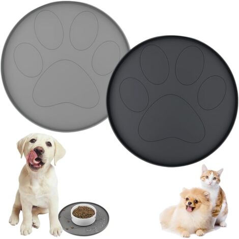 Juego de 2 alfombrillas de silicona impermeables para la alimentación de perros y gatos, alfombrillas antideslizantes para croquetas, alfombrillas impermeables para comida de mascotas, alfombrillas pa
