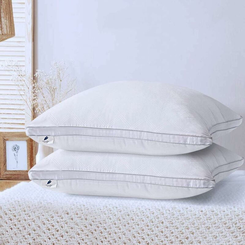 

Juego de 2 Almohadas 60x60, Almohada Suave, Cojín Blanco, Relleno de Microfibra, Almohadas Anti-Transpiración, Antiácaros e Hipoalergénicos para Sofá