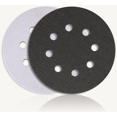 Juego de 2 almohadillas de lijado de esponja suave con 8 agujeros para lijadoras, resistentes a golpes y con reducción de ruido (125 mm)