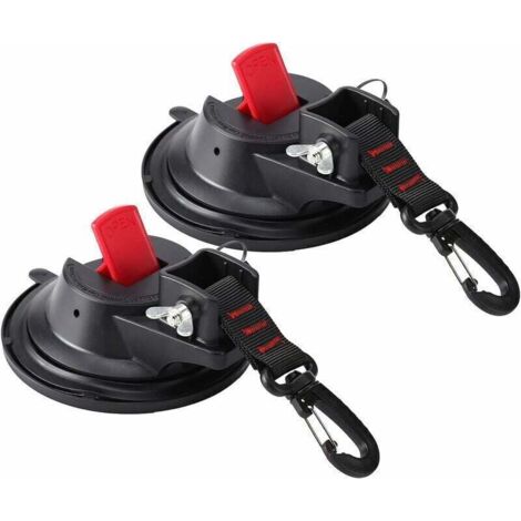 Juego de 2 anclajes de ventosa resistentes para coche con gancho de fijación para toldos laterales de coche, barcos, camping, lonas, tiendas de campaña, equipaje, fundas,...