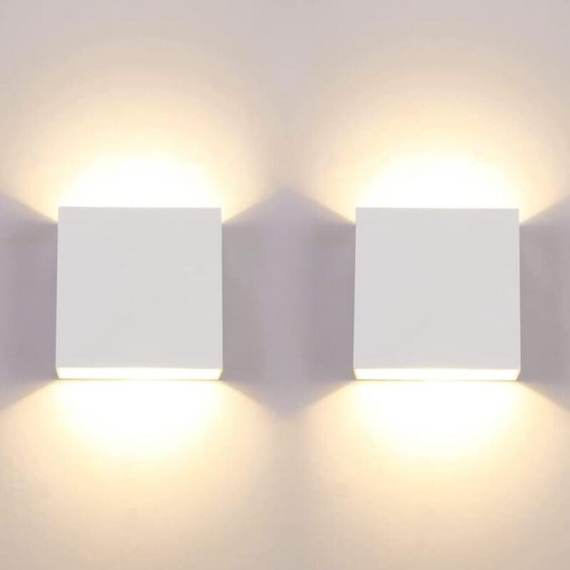 Juego de 2 apliques de pared LED modernos para interior de 12 W, aplique cuadrado de pared 3000 K, para dormitorio