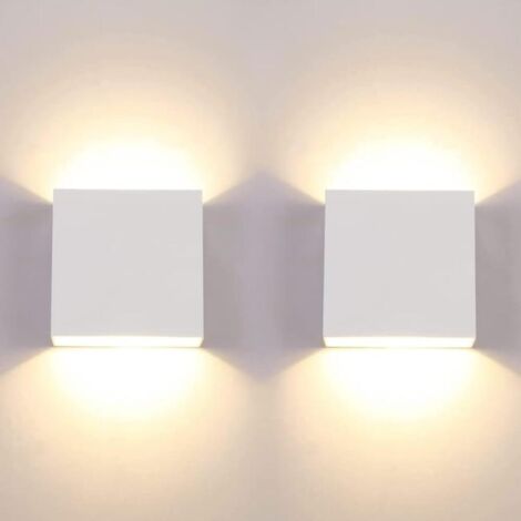 Juego de 2 apliques de pared LED modernos para interior de 12 W, aplique cuadrado de pared 3000 K, para dormitorio