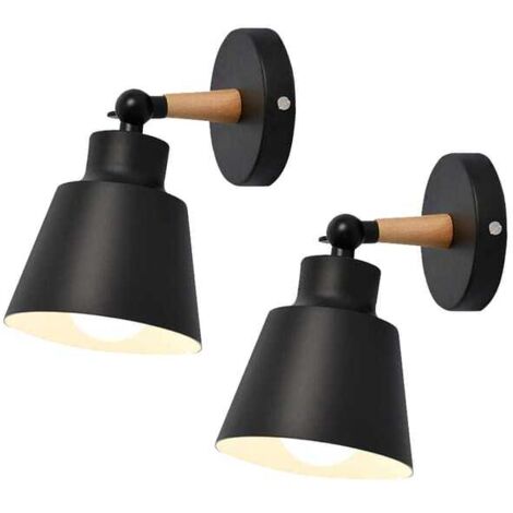 Juego de 2 apliques de pared modernos de metal estilo industrial, lámparas Edison E27 estilo loft para cafetería, bar, pasillo, comedor, sala de estar, dormitorio (negro)