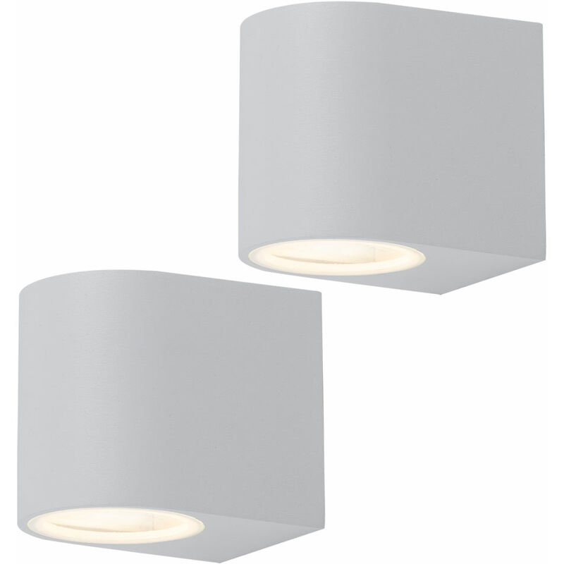 

Juego de 2 apliques de pared para exteriores, focos empotrados, lámpara ALU blanca en un juego que incluye bombillas LED