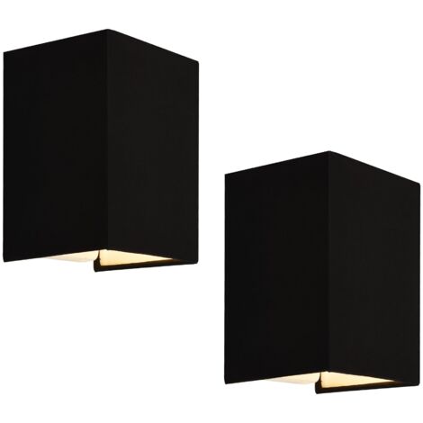 Juego de 2 apliques forma angular E27 60 w 20 x 16 x 13 cm pantalla lino negro 030007354