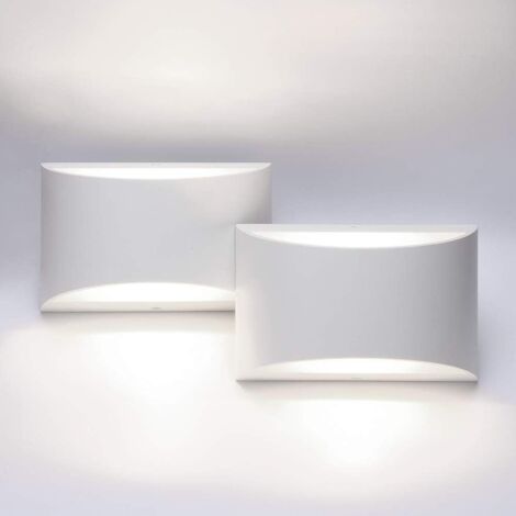 Juego de 2 apliques LED de pared con cableado fijo para uso interior, aptos para montaje en pared alta o baja, ideales para salón, dormitorio, pasillo, luz blanca fría.