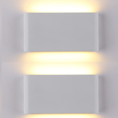 Juego de 2 apliques LED de pared, para interior y exterior, IP65, 12 W, para jardines, patios y escaleras, blanco 3