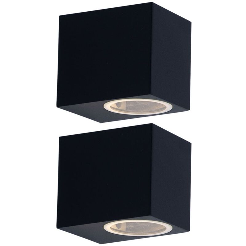 

Juego de 2 apliques LED para exteriores, focos empotrados para fachadas, focos de ALU, iluminación de jardín negra IP44