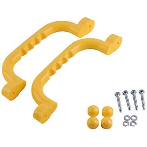 Juego de 2 asas de agarre con empuñaduras de dedo para marcos de escalada, casas de árboles, casas de juegos y equipo de juegos al aire libre, disponible en 5 colores para un juego seguro y divertido