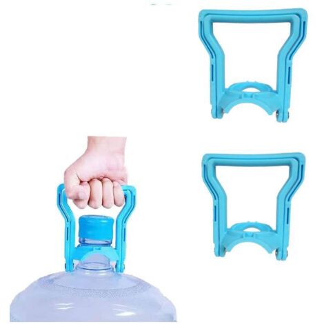 Juego de 2 asas ergonómicas multifunción para botellas de agua de 20 litros, compatibles con tapones de 5 galones (azul).