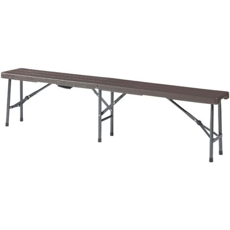 Juego de 2 bancos de camping plegables 180 x 25 x 43 cm efecto madera marrón oscuro 030009598