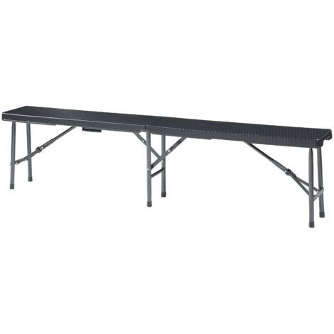 Juego de 2 bancos de camping plegables 180 x 25 x 43 cm efecto ratán negro 030009600