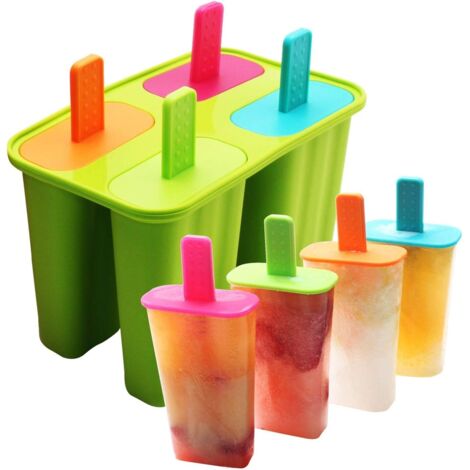 Juego de 2 bandejas reutilizables de silicona para cubitos de hielo con 4 compartimentos, libres de BPA. (Verde)
