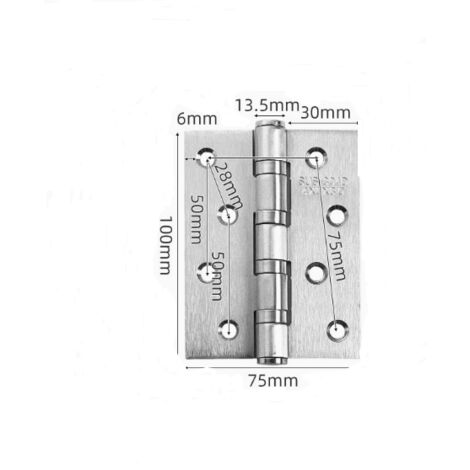 Juego de 2 bisagras de acero inoxidable para puertas, bisagra tipo piano de acero inoxidable 304, grosor del material de 2,6 mm + 16 tornillos para puertas interiores y exteriores, 100753 mm