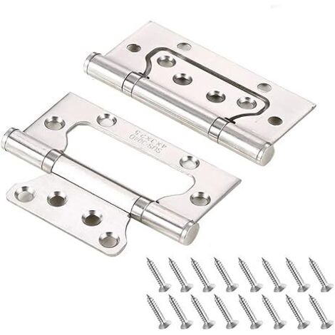 Juego de 2 bisagras para tiendas, bisagras para puertas, herrajes para construcción, bisagras de acero inoxidable resistentes para puertas de madera, tornillos metálicos sin ranuras y conectores de ac
