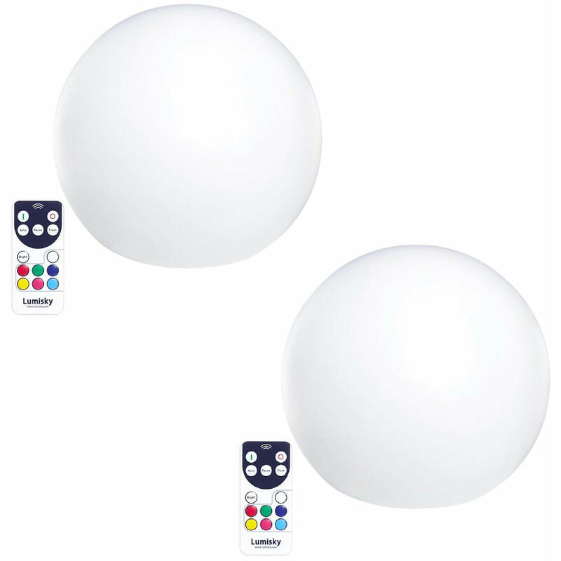 

Juego de 2 BOBBY ∅30cm Bolas de luz flotante LED multicolor regulable con mando a distancia y base de inducción