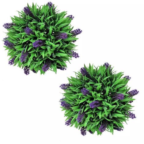 Juego de 2 bolas artificiales de boj con lavanda 28 cm DEC022065