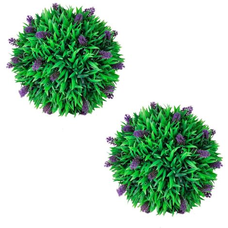Juego de 2 bolas de boj artificial con lavanda 30 cm