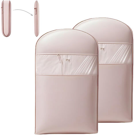 Juego de 2 bolsas para ropa colgantes con cremallera autocomprimible, para chaquetas de plumas, 110 cm, rosa