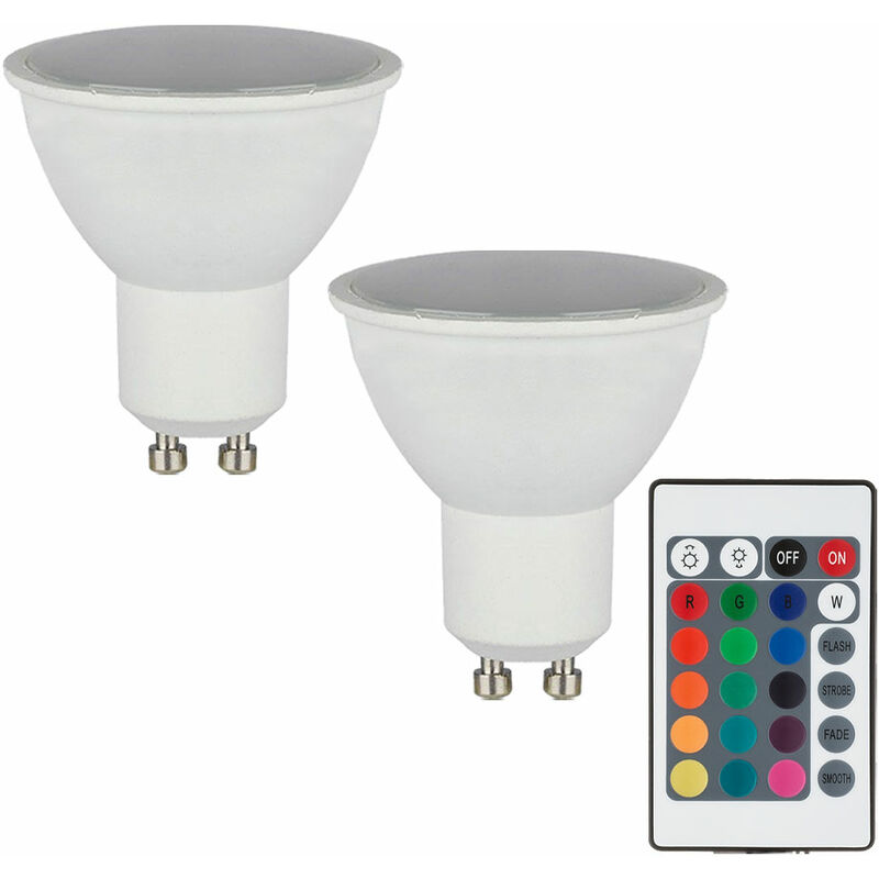 

Juego de 2 bombillas LED RGB 3,5 vatios cambio de color portalámparas GU10 Globo 106752-2
