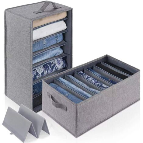Juego de 2 cajas de almacenamiento: cajón de tela, cubo de almacenamiento y vestidor, almacenamiento para ropa y armarios (gris oscuro, 45 x 25 x 18 cm)