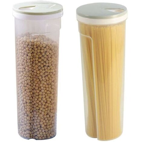 Juego de 2 cajas de almacenamiento de alimentos , recipientes para cereales y espaguetis, contenedores para almacenar alimentos