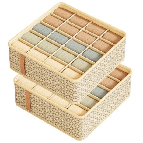 Juego de 2 cajas de almacenamiento plegables para ropa interior, sujetadores y calcetines, ideales para el hogar o el hotel.