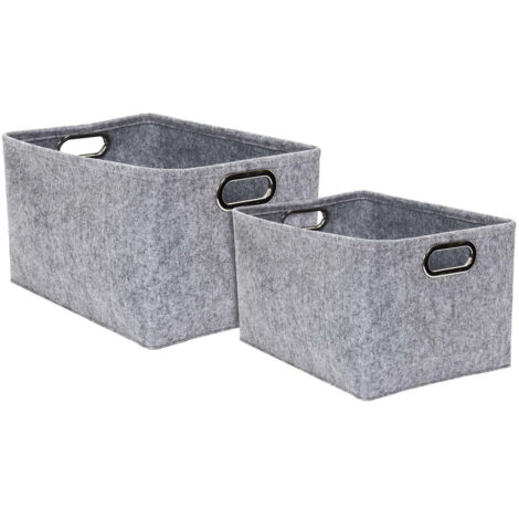 Juego de 2 cajas de fieltro RECTANGULARES GRIS