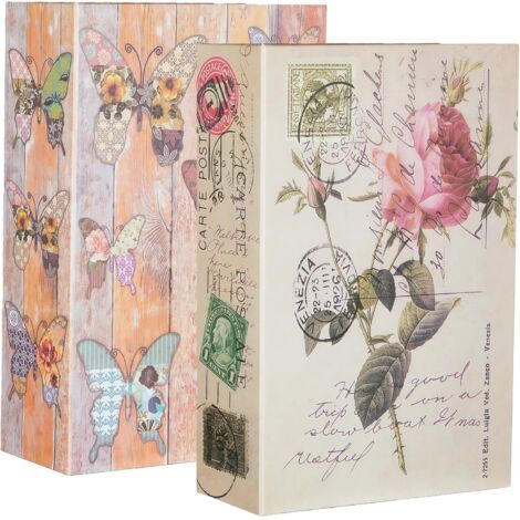 Juego de 2 cajas fuertes con forma de libro y cerraduras de combinación, 18 x 11,5 x 5,5 cm, ideales para guardar libros, llaves, objetos de valor, dinero y joyas.