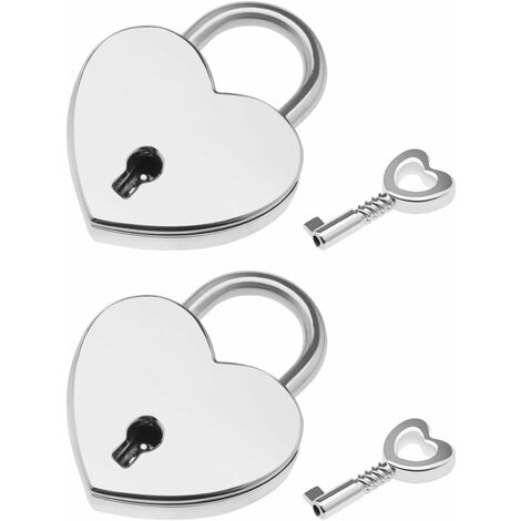 Juego De 2 Candados En Forma De Corazón Con 2 Llaves De Metal Para Diario, Libro, Joyero, Armario De Almacenamiento, Cajón, Armario Plateado