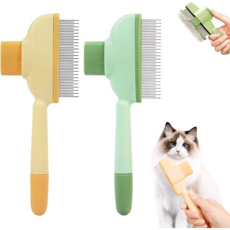 Juego de 2 cepillos autolimpiables para gatos, cepillo/peine eficaz para el aseo de gatos y perros (de pelo largo y corto).