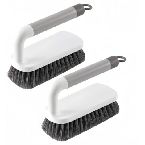 Juego de 2 cepillos de fregar con mango, para ducha, baño, alfombras, cocina y bañera (gris)