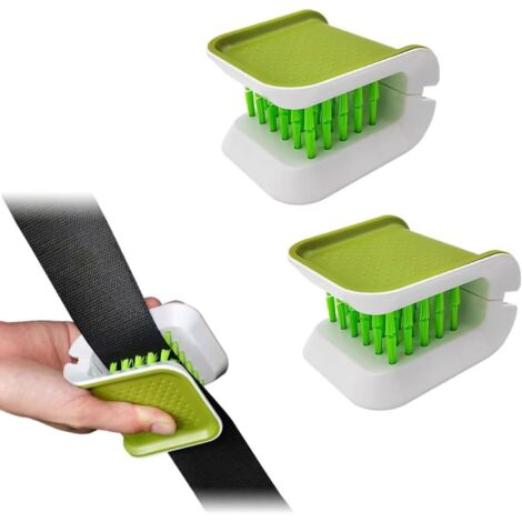 Juego de 2 cepillos para limpiar cinturones de seguridad de coche, herramienta de limpieza verde de doble cara en forma de U, cepillo de limpieza multiusos, accesorios universales para el mantenimient
