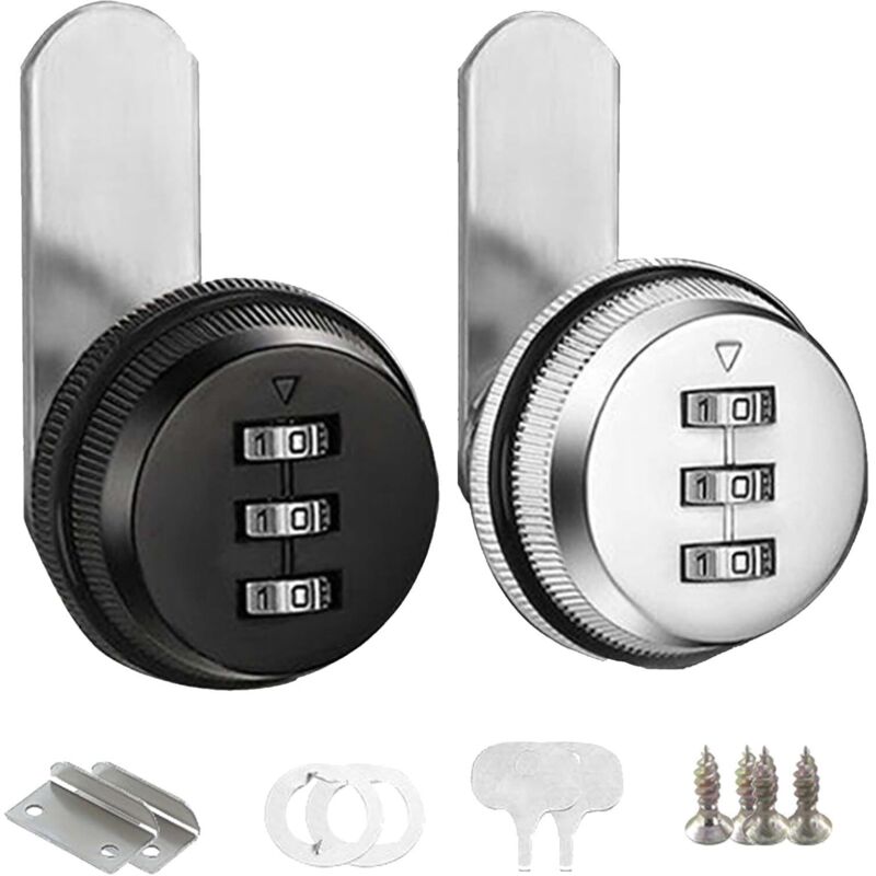 Juego de 2 cerraduras de combinación de 30 mm para buzones y muebles, cerradura digital, código de 3 dígitos
