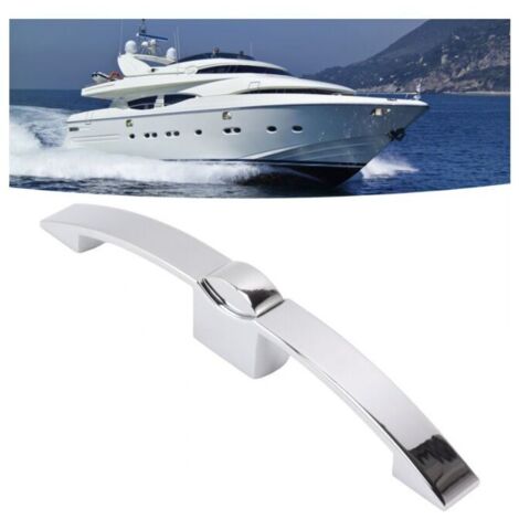 Juego de 2 cerraduras para pomo de armario, cerradura para pomo de armario con tirador para autocaravanas, barcos, distancia entre orificios 160 mm (cromada)