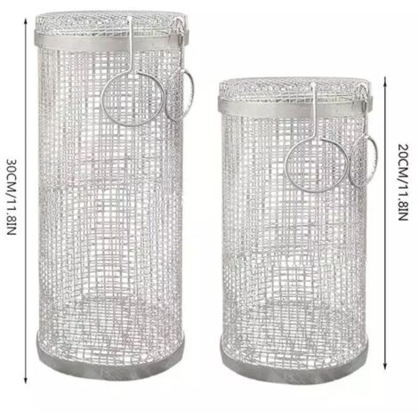 Juego de 2 cestas de acero inoxidable con ruedas para barbacoas y parrillas al aire libre + 2 cepillos