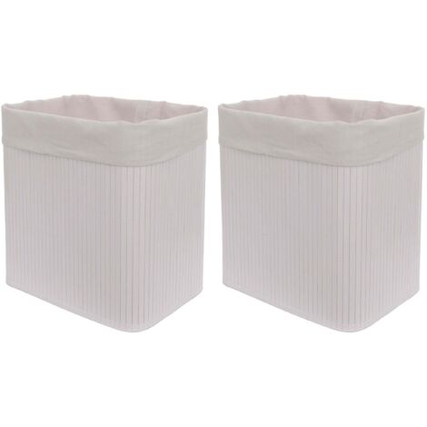 Juego de 2 cestas de almacenaje de diseño moderno 33 x 33 x 23 cm en bambú blanco 040009460