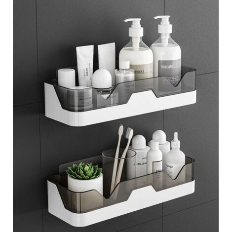 Juego de 2 cestas de ducha sin taladro, cestas de almacenamiento de pared para baño y cocina.