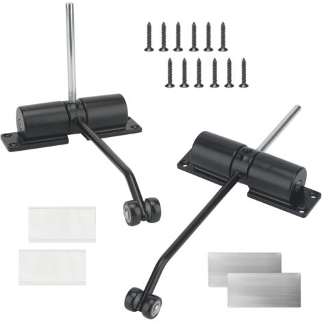 Juego de 2 cierrapuertas automáticos negros, cierre automático, resorte de extensión, cierrapuertas con resorte ajustable para puertas de hasta 40 kg