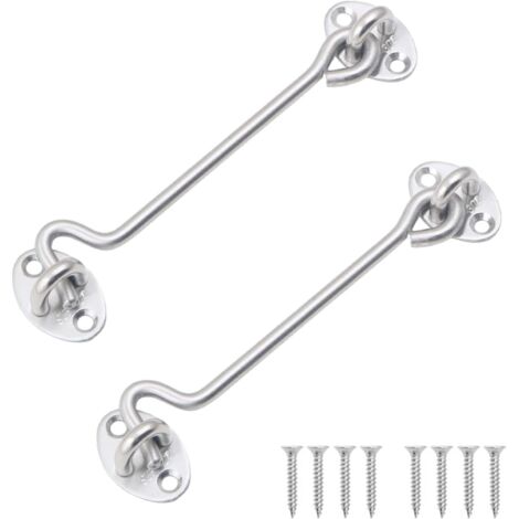 Juego de 2 cierres de gancho y ojal de acero inoxidable de 30,5 cm (12 pulgadas), ganchos resistentes para puertas, portones, ventanas y armarios incluye tornillos de montaje.