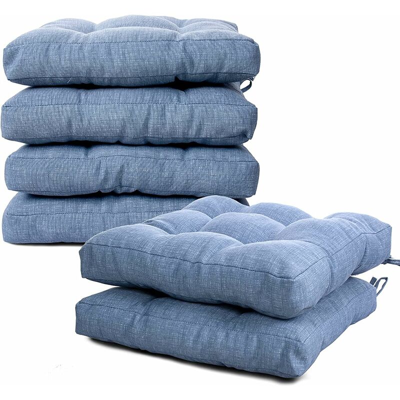 

Juego de 2 Cojines de Silla, 40x40 CM, Funda Polyster y Relleno de Algodón, con Correas, Ideal para decoración de cocina y salón (Set 2-40x40CM, Azul)