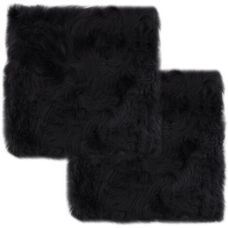 Juego de 2 cojines para silla gris oscuro 40x40 cm piel de oveja auténtica DEC021286