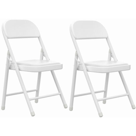 Juego de 2 Cómoda sillas Plegables de Cuero Blanco