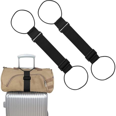 Juego de 2 correas elásticas para equipaje, correas ajustables para maletas, bolsas de almacenamiento, accesorio de viaje portátil (2 negras)